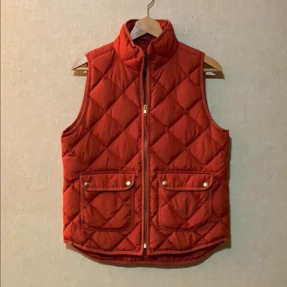 J. Crew Jackets & Blazers - J Crew Rust Orange Puffy ZIP Up Vest Size Small